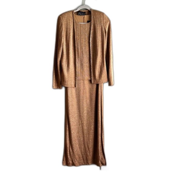 Alex Evenings Gold Bronze Shimmer Evening Gown 2 Piece Set Wedding Event - 8 - Picture 1 of 9
